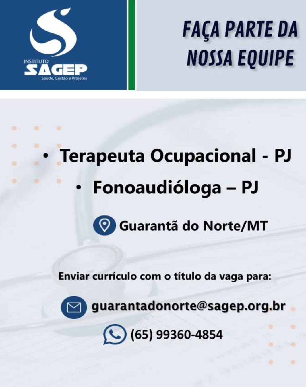 Faça parte da nossa equipe (Guarantã do Norte)